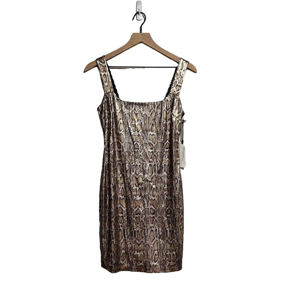 L’AGENCE Auden Fitted Sleeveless Stretch Dress Snakeskin XS Bodycon Mini - Picture 2 of 10